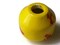 31mm Yellow with Red Spots Banded Round Vintage Macrame Ceramic Porcelain Bead bN2